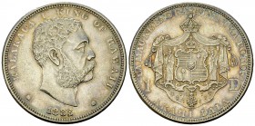 Hawaii AR Dollar 1883 

Hawaii. Kalakaua I King . AR Dollar (Akahi Dala) 1883 (38 mm, 26.68 g).
 KM 7.

Extremely fine.