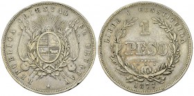 Uruguay AR Peso 1877 

 Uruguay, Republic. AR Peso 1877 (24.88 g), Paris.
KM 17.

Very fine.
