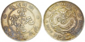 China AR 7 Mace 2 Candareens, 1909-1911

China, Provincial . Húběi (Hupeh). AR 7 Mace 2 Candareens (Dollar) 1909-1911 (39-40 mm, 26.74 g). Imperial ...