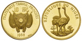 Niger AV 10 Francs 1968 essai, Proof 

 République du Niger. AV 10 Francs 1968 essai (20 mm, 6.52 g).
Cf. KM 7.

Rare. Proof.
