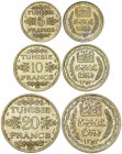 Tunisia, Set of 5, 10 and 20 Francs essai AH 1353 

 Tunisia. Set of AR 5, 10 and 20 Francs essai AH 1353 (=1934) (5.03, 9.98 and 20.00 g).
Lec. 30...