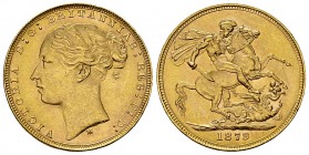 Australia, Victoria AV Sovereign 1879 

Australia. Victoria (1837-1901). AV Sovereign 1879 (22 mm, 7.98 g), Melbourne.
KM 7.

Almost extremely fi...