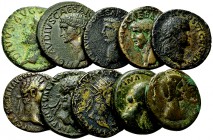 Lot of 10 Roman imperial middle bronzes

Lot of 10 (ten) Roman imperial middle bronzes: Divus Augustus, Claudius (3), Vespasianus, Domitianus, Nerva...