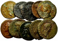 Lot of 10 Roman imperial middle bronzes 

Lot of 10 (ten) Roman imperial middle bronzes: Augustus (2), Agrippa, Tiberius, Claudius, Titus (2), and D...
