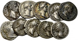 Lot of 10 Roman imperial AR denarii 

Lot of ten (10) Roman imperial AR denarii: Augustus, Domitian (2), Traian (2), Hadrian, Sabina, Antoninus Pius...