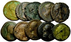 Lot of 10 Roman imperial middle bronzes 

Lot of 10 (ten) Roman imperial middle bronzes: Hadrian (3), Sabina, Antoninus Pius, Lucius Verus, Marcus A...