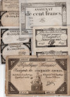 FRANKREICH, Revolution, 1789-1795, Assignat zu 25 Sols 4.1.1792 Saerve (2 zusammenh. Scheine), 10 Livres 24.10.1792 Taisand (3x I), 50 Livres 14.12.17...