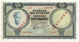 GRIECHENLAND, Bank of Greece, 50 Drachmai 15.1.1954. Specimen.
I/I-
Pick 188S