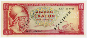 GRIECHENLAND, Bank of Greece, 100 Drachmai 1.7.1955. Specimen.
I-II
Pick 192S