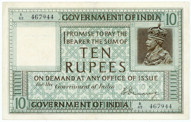 INDIEN, Government of India, 10 Rupee ND (1917-30).
min.Risse, III
Pick 6