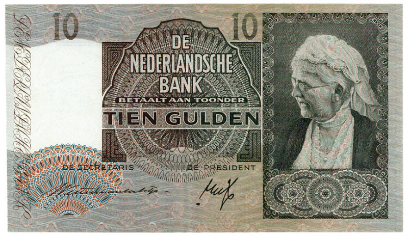 NIEDERLANDE, De Nederlandsche Bank, 10 Gulden 25.6.1940. KN 5AC084902.
I/I-
Pi...