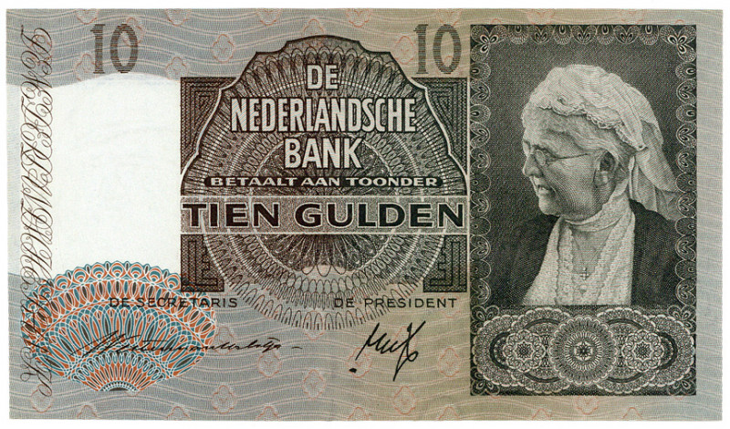 NIEDERLANDE, De Nederlandsche Bank, 10 Gulden 25.6.1940. KN 5AC084903.
I/I-
Pi...