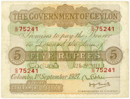 SRI LANKA / CEYLON, Government of Ceylon, 5 Rupees 1.9.1927.
III-IV
Pick 22