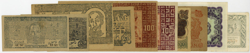 VIETNAM, Giay Bac Viet Nam, 1 Dong 1947; 1948; 10; 20; 100 Dong 1948(2x); 200 Do...