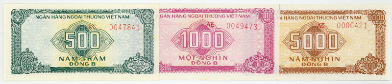 VIETNAM, Bank for Foreign Trade, 500, 1000, 5000 Dong ND(1987). Foreign Exchange...