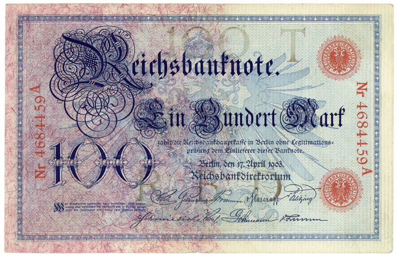 DEUTSCHES REICH BIS 1945, Reichsbanknoten und Reichskassenscheine, 100 Mark 17.4...