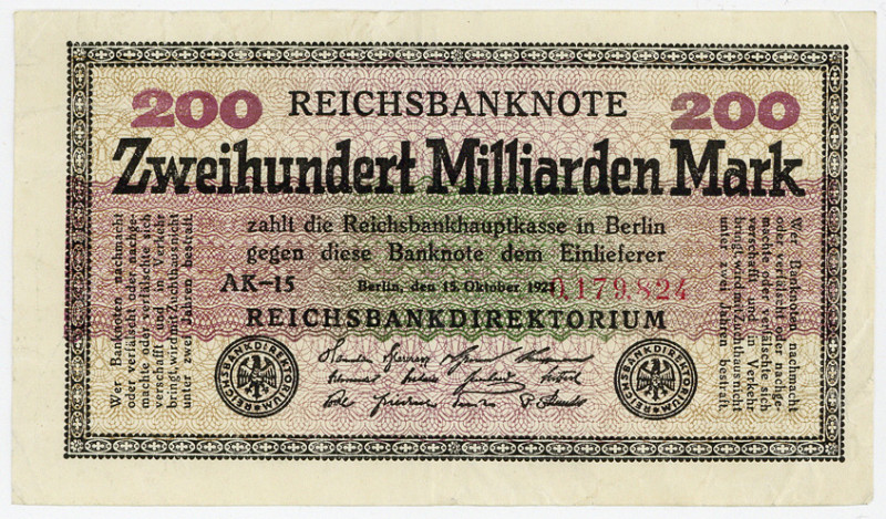 DEUTSCHES REICH BIS 1945, Geldscheine der Inflation, 1919-1924, 200 Milliarden M...