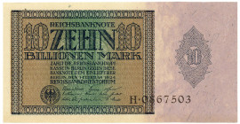 DEUTSCHES REICH BIS 1945, Geldscheine der Inflation, 1919-1924, 10 Billionen Mark 1.2.1924, Serie H.
I/I-
Ros.134; Grab.DEU-167