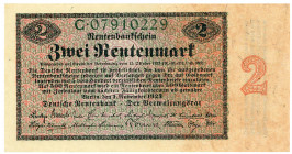 DEUTSCHES REICH BIS 1945, Ausgaben der Deutschen Rentenbank, 1923-1937, 2 Rentenmark 1.11.1923, Serie C.
II
Ros.155; Grab.DEU-200