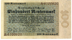 DEUTSCHES REICH BIS 1945, Ausgaben der Deutschen Rentenbank, 1923-1937, 100 Rentenmark 1.11.1923, Serie A.
IV
Ros.159; Grab.DEU-204