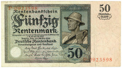 DEUTSCHES REICH BIS 1945, Ausgaben der Deutschen Rentenbank, 1923-1937, 50 Rentenmark 20.3.1925, Serie P.
IV
Ros.162; Grab.DEU-207