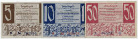 ALLIIERTE BESETZUNG, Französische Besatzungszone, 1947, Württemberg-Hohenzollern, Finanzministerium. 5(Erh.II), 10(Erh.I), 50 Pfennig (Erh.III) Oktobe...