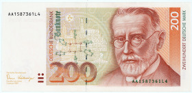 BUNDESREPUBLIK DEUTSCHLAND AB 1948, Noten der Deutschen Bundesbank, 1960-1999, 200 DM 2.1.1989. AA/L.
I-
Ros.295a