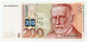 BUNDESREPUBLIK DEUTSCHLAND AB 1948, Noten der Deutschen Bundesbank, 1960-1999, 200 DM 2.1.1996.
I
Ros.311a