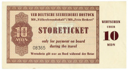 DEUTSCHE DEMOKRATISCHE REPUBLIK, 1948-1989, VEB Deutsche Seerederei Rostock. 10 MDN, Storeticket.
II