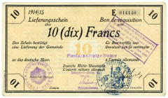 MILITÄR- UND BESATZUNGSAUSGABEN DES I. WELTKRIEGS, Besatzungsausgaben in Frankreich, 1914/1915, Etappen-Inspektion 2 W.A. (sog."Deichmann-Bons"), 10 F...