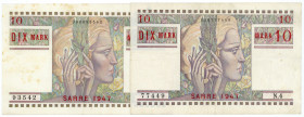 NEBENGEBIETE, Saarland, 1930-1948, 2x 10 Mark 1947, Saarmark.
II-III
Ros.870; Grab.SAR-11