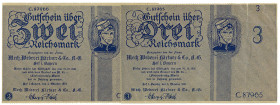 BAYERN, Hof, Mechanische Weberei Härtner & Co. 2 Reichsmark 5.10.1931, 3 Reichsmark 5.10.1931. Beide gültig bis 31.12.1931. 2 Scheine.
II-III