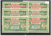 BERLIN, BRANDENBURG, Berlin, Deutscher Reichskriegerbund "Kyffhäuser". 6x 50 Pfennig 29.11.1921, Serie A-F.
I-
Grab.91.2