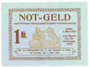 NIEDERSACHSEN, Soltau, Heimatabend und Protestversammlung. 1 Mark 5.3.1922, Papier mit Leinenpressung.
I-
Lind.1207Vers.3