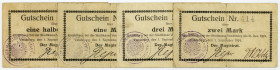 OST-, WESTPREUSSEN, POSEN UND GRENZMARK, Vandburg, Stadt. 1/2, 1, 2, 3 Mark 01.09.1914. 4 Scheine.
III-III-
ex.Di.411