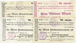 RHEINPROVINZ, Baumholder, Kreiskommunalkasse. 100.000, 500.000(2x), 1 Million Mark 1923. 4 Scheine.
II-III
Ke.263