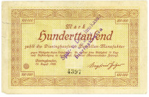 RHEINPROVINZ, Dieringshausen, Porzellan-Manufaktur. 100.000 Mark 12.8.1923.
III-
Ke.1004