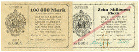 SACHSEN, Wittichenau, Stadt. 100.000 Mark, 1 Millionen Mark 01.09.1923.
III+
Ke.5679