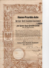 BERLIN, BRANDENBURG, Berlin, Berliner Nord-Eisenbahn-Gesellschaft. Stamm-Prioritäts-Actie über 200 Thaler oder 30 Pfund Sterling vom 01.07.1870.
III...