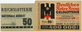 DOKUMENTE, Kouvert der Reichslotterie 25.7.1942 zu 50 Pfennig. 118x97mm. DAZU:Lotterielos des Deutschen Roten Kreuzes vom 19.-22.8.1941. 159x106mm.
2...