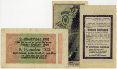 DOKUMENTE, Kleines Lot, 3 Reichsbanknoten mit politischen und antisemitischen Aufdrucken.