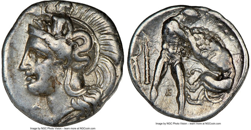 CALABRIA. Tarentum. Ca. 380-280 BC. AR diobol (11mm, 7h). NGC Choice VF, scratch...