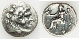 MACEDONIAN KINGDOM. Alexander III the Great (336-323 BC). AR tetradrachm (25mm, 16.80 gm, 10h). VF, porosity. Posthumous issue of Tyre, dated Regnal Y...