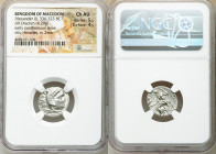 MACEDONIAN KINGDOM. Alexander III the Great (336-323 BC). AR drachm (18mm, 4.29 gm, 11h). NGC Choice AU 5/5 - 4/5. Early posthumous issue of Colophon,...