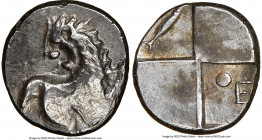 THRACE. Chersonesus. Ca. 4th century BC. AR hemidrachm (14mm). NGC XF. Persic standard, ca. 480-350 BC. Forepart of lion right, head reverted / Quadri...