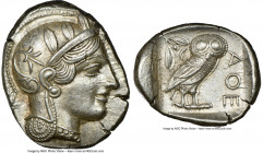 ATTICA. Athens. Ca. 440-404 BC. AR tetradrachm (27mm, 17.21 gm, 3h). NGC Choice AU 5/5 - 4/5. Mid-mass coinage issue. Head of Athena right, wearing cr...