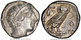 ATTICA. Athens. Ca. 440-404 BC. AR tetradrachm (24mm, 17.19 gm, 8h). NGC Choice AU 5/5 - 4/5. Mid-mass coinage issue. Head of Athena right, wearing cr...