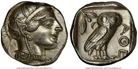 ATTICA. Athens. Ca. 440-404 BC. AR tetradrachm (25mm, 17.21 gm, 12h). NGC Choice AU 5/5 - 4/5, brushed. Mid-mass coinage issue. Head of Athena right, ...