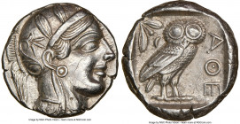 ATTICA. Athens. Ca. 440-404 BC. AR tetradrachm (23mm, 17.12 gm, 10h). NGC AU 5/5 - 2/5, brushed. Mid-mass coinage issue. Head of Athena right, wearing...
