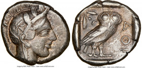 ATTICA. Athens. Ca. 440-404 BC. AR tetradrachm (25mm, 17.17 gm, 7h). NGC XF 5/5 - 3/5. Mid-mass coinage issue. Head of Athena right, wearing crested A...